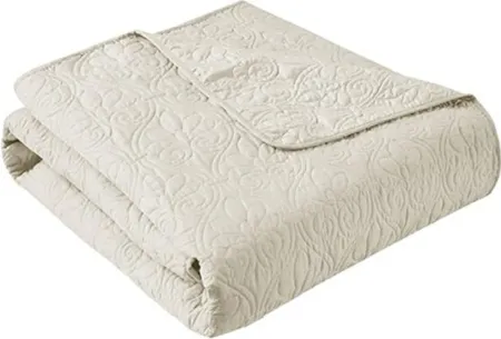 Olliix by Madison Park Quebec Ivory Oversized Quilted Throw