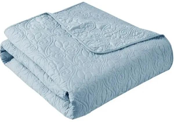 Olliix by Madison Park Quebec Blue Oversized Quilted Throw