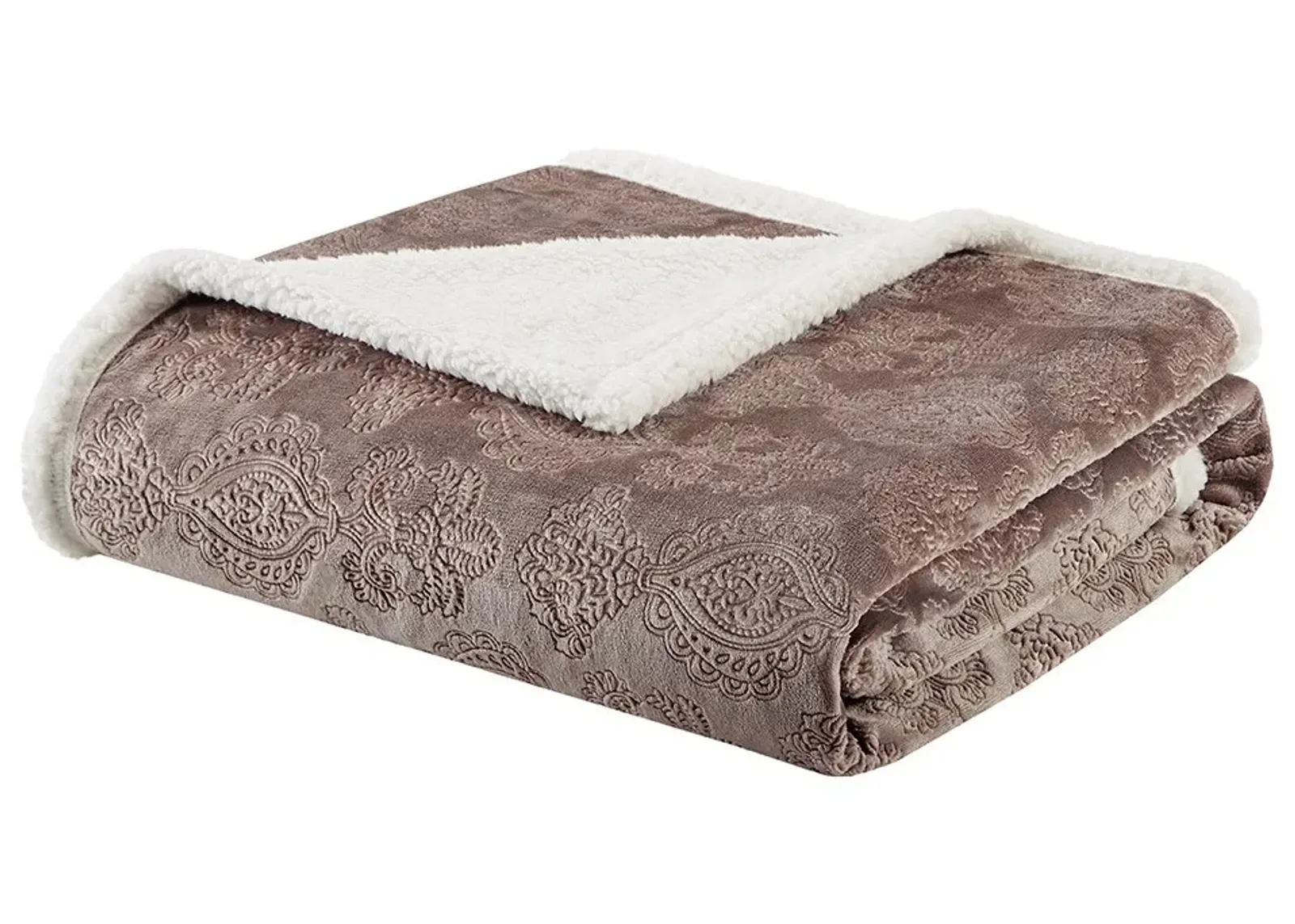 Olliix by Madison Park Elma 1 Tan Oversized Textured Plush Throw