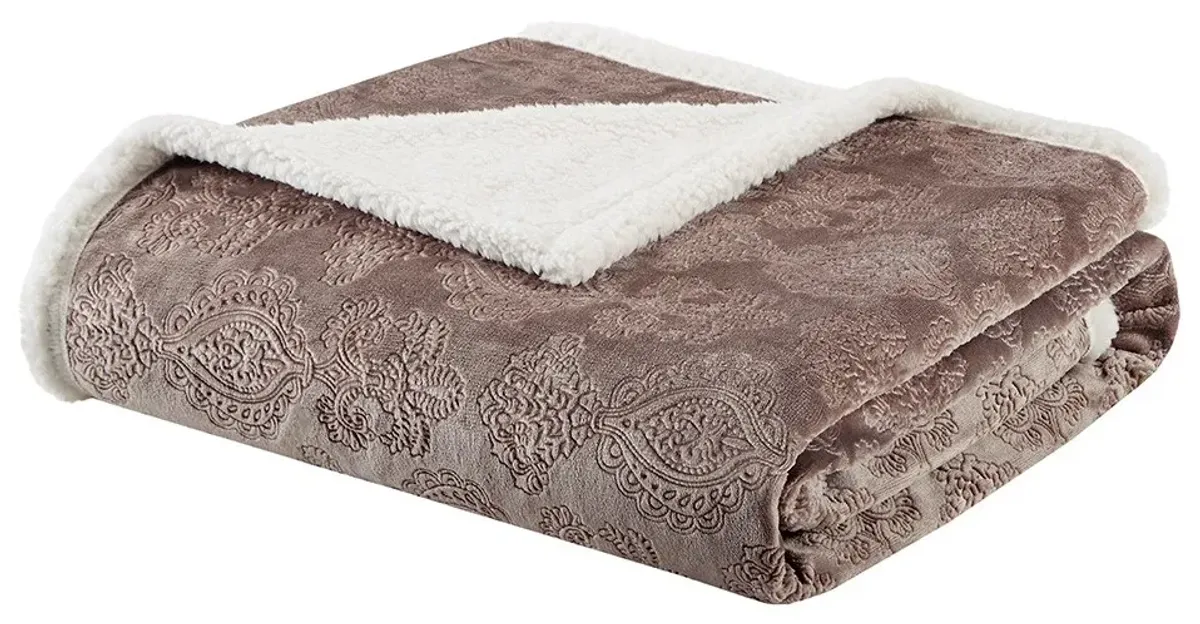 Olliix by Madison Park Elma 1 Tan Oversized Textured Plush Throw