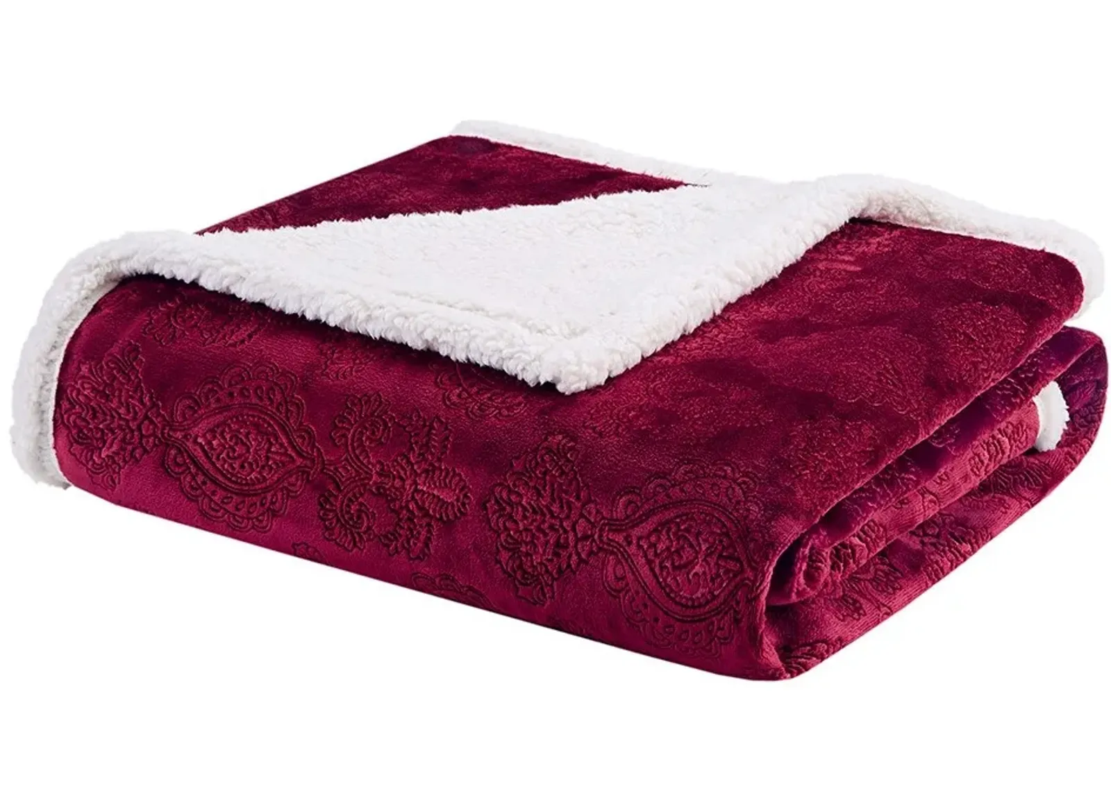 Olliix by Madison Park Elma 1 Burgundy Oversized Textured Plush Throw