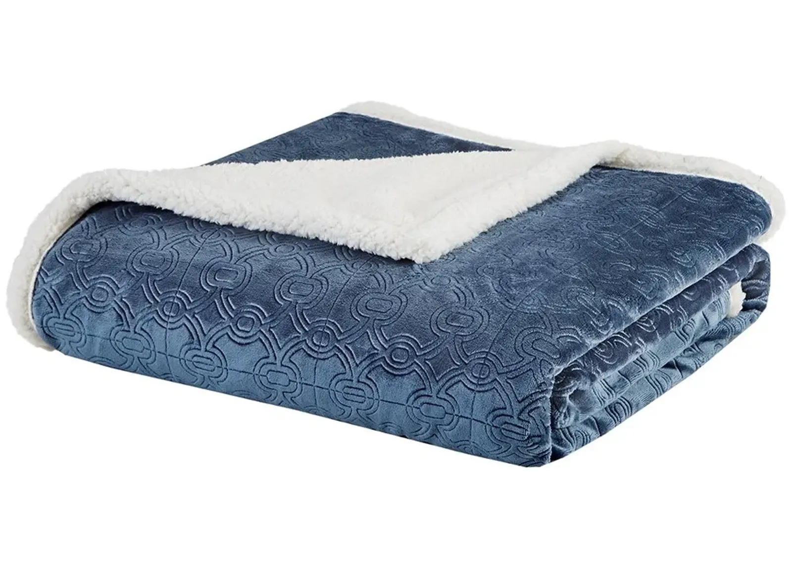 Olliix by Madison Park Elma 1 Blue Oversized Textured Plush Throw