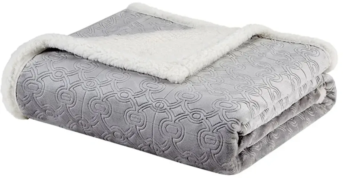 Olliix by Madison Park Elma 1 Grey Oversized Textured Plush Throw