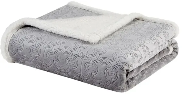 Olliix by Madison Park Elma 1 Grey Oversized Textured Plush Throw