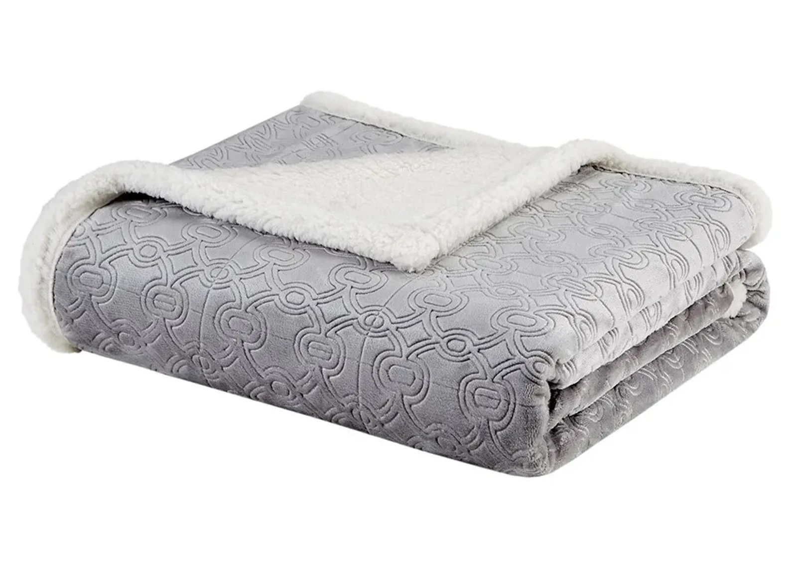 Olliix by Madison Park Elma 1 Grey Oversized Textured Plush Throw