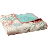 Olliix by Madison Park Coral Pebble Beach Oversized Cotton Quilted Throw