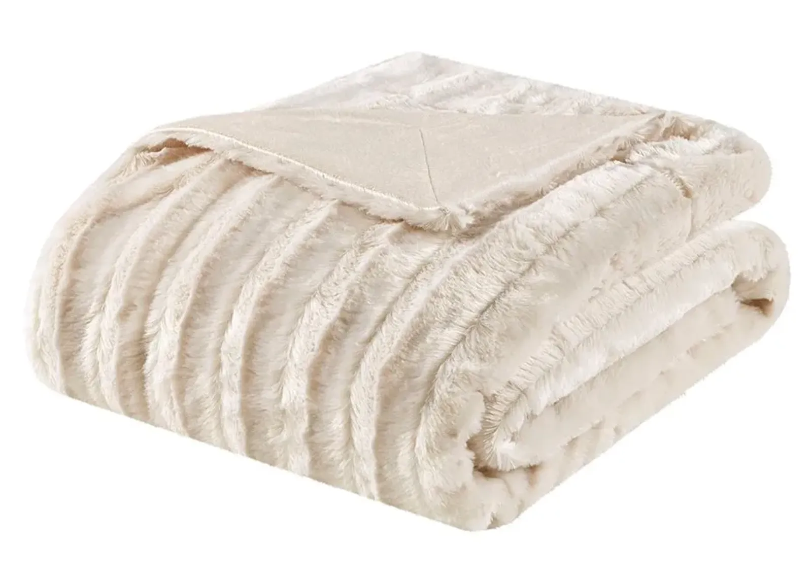 Olliix by Madison Park Duke1 White Long Fur Throw