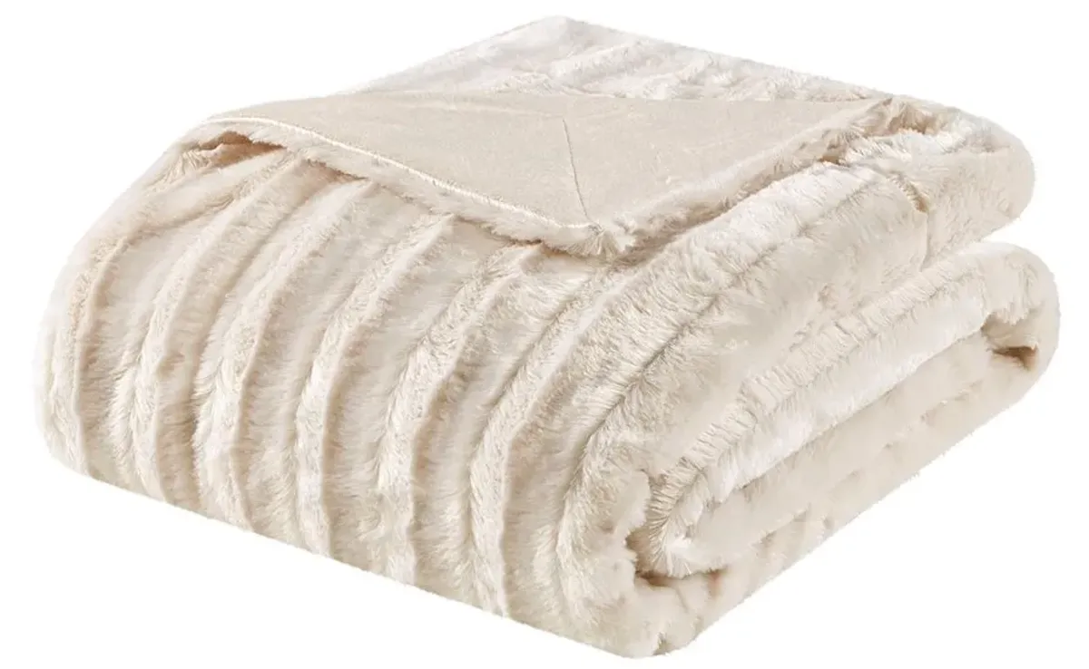 Olliix by Madison Park Duke1 White Long Fur Throw