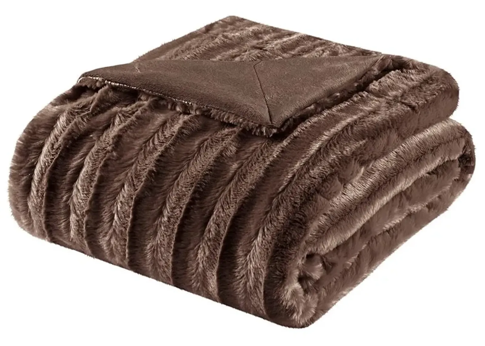 Olliix by Madison Park Duke1 Brown Long Fur Throw