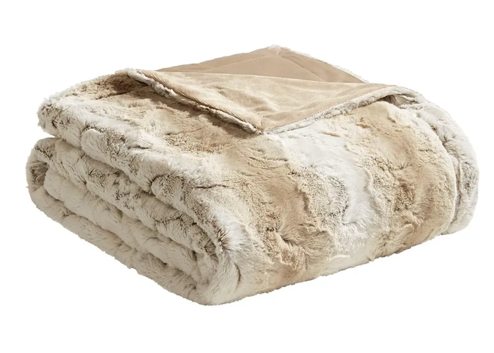 Olliix by Madison Park Zuri 1 Sand Oversized Faux Fur Throw