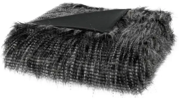 Olliix by Madison Park Edina 1 Black Faux Fur Throw
