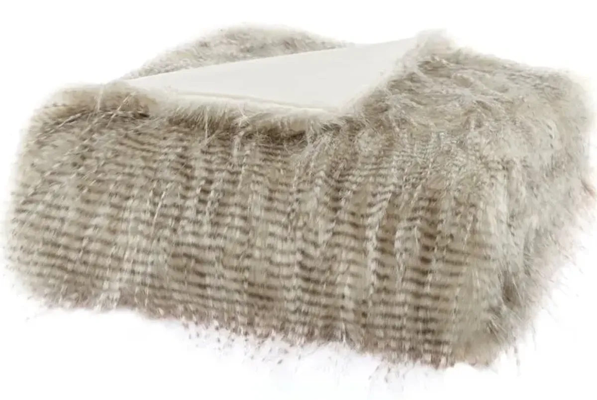 Olliix by Madison Park Edina 1 Natural Faux Fur Throw