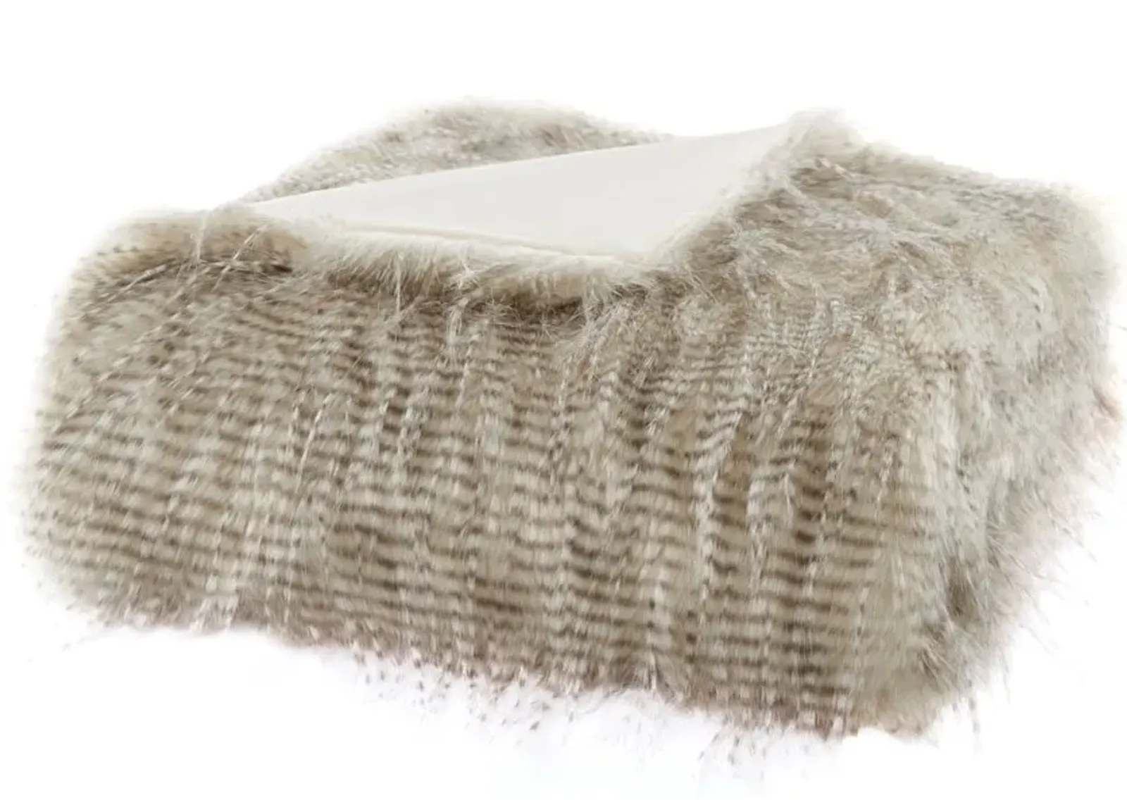 Olliix by Madison Park Edina 1 Natural Faux Fur Throw