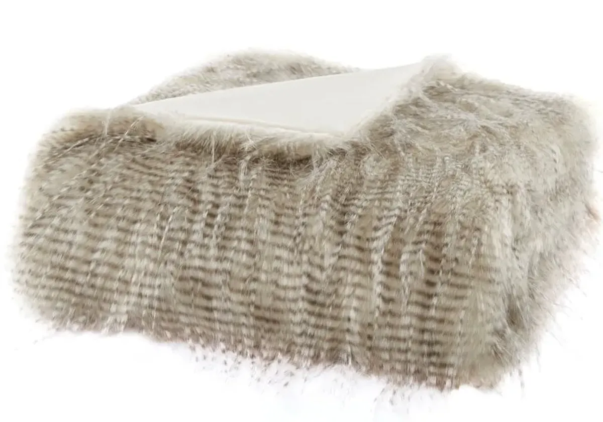 Olliix by Madison Park Edina 1 Natural Faux Fur Throw