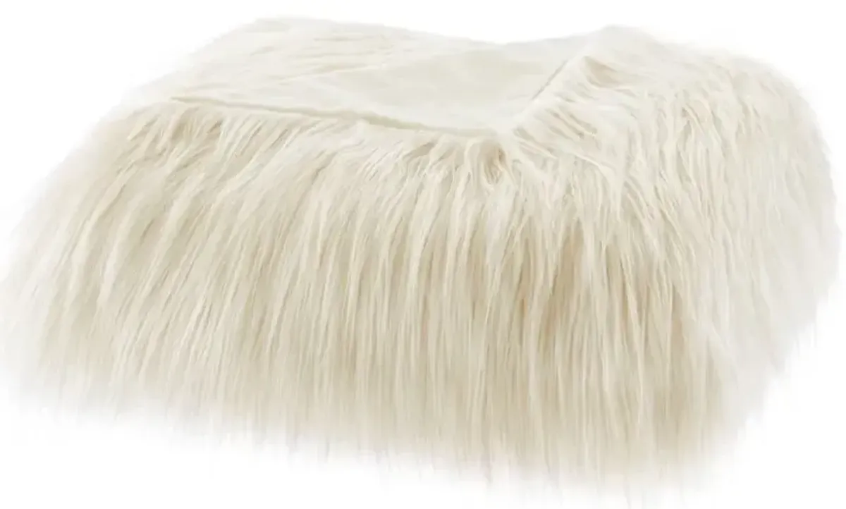 Olliix by Madison Park Edina 1 Ivory Faux Fur Throw