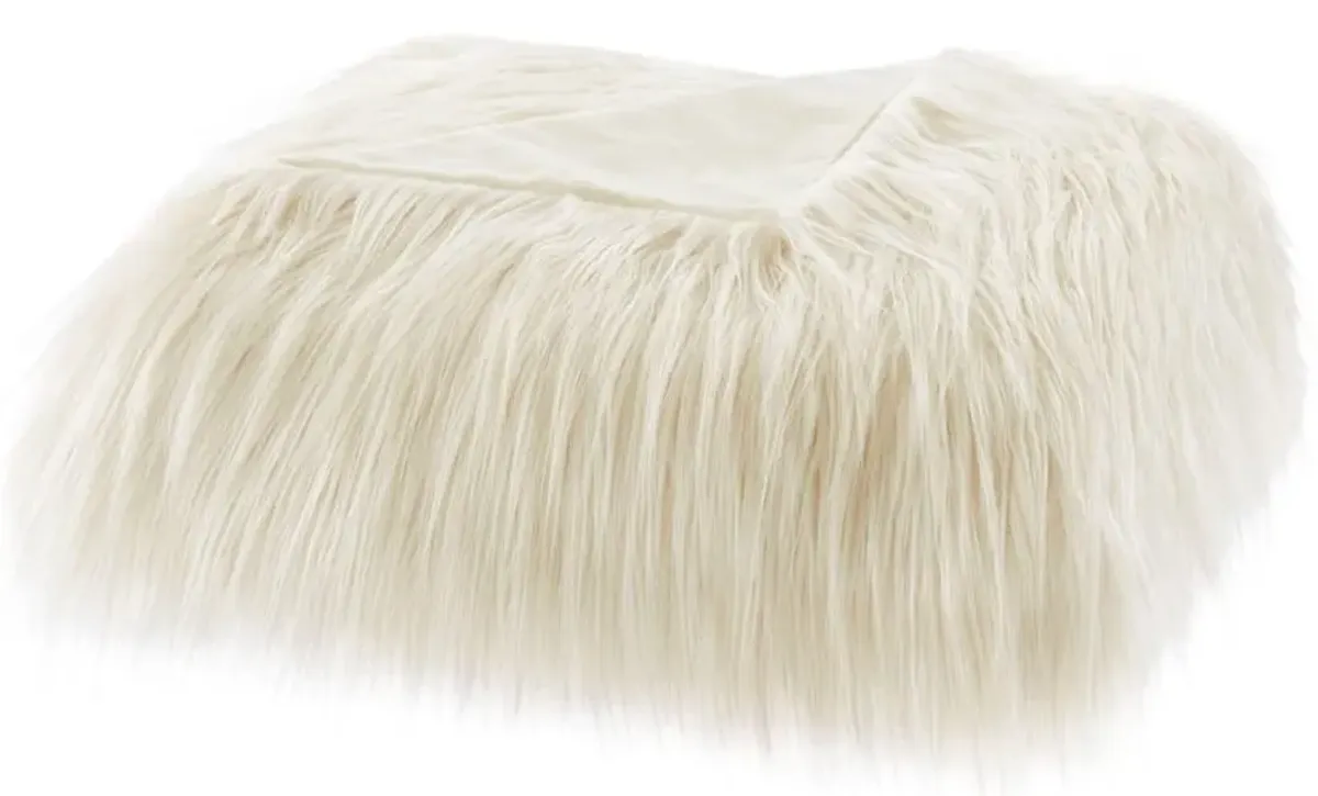 Olliix by Madison Park Edina 1 Ivory Faux Fur Throw