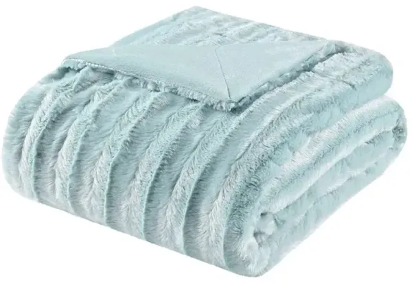 Olliix by Madison Park Duke 1 Blue Long Fur Throw