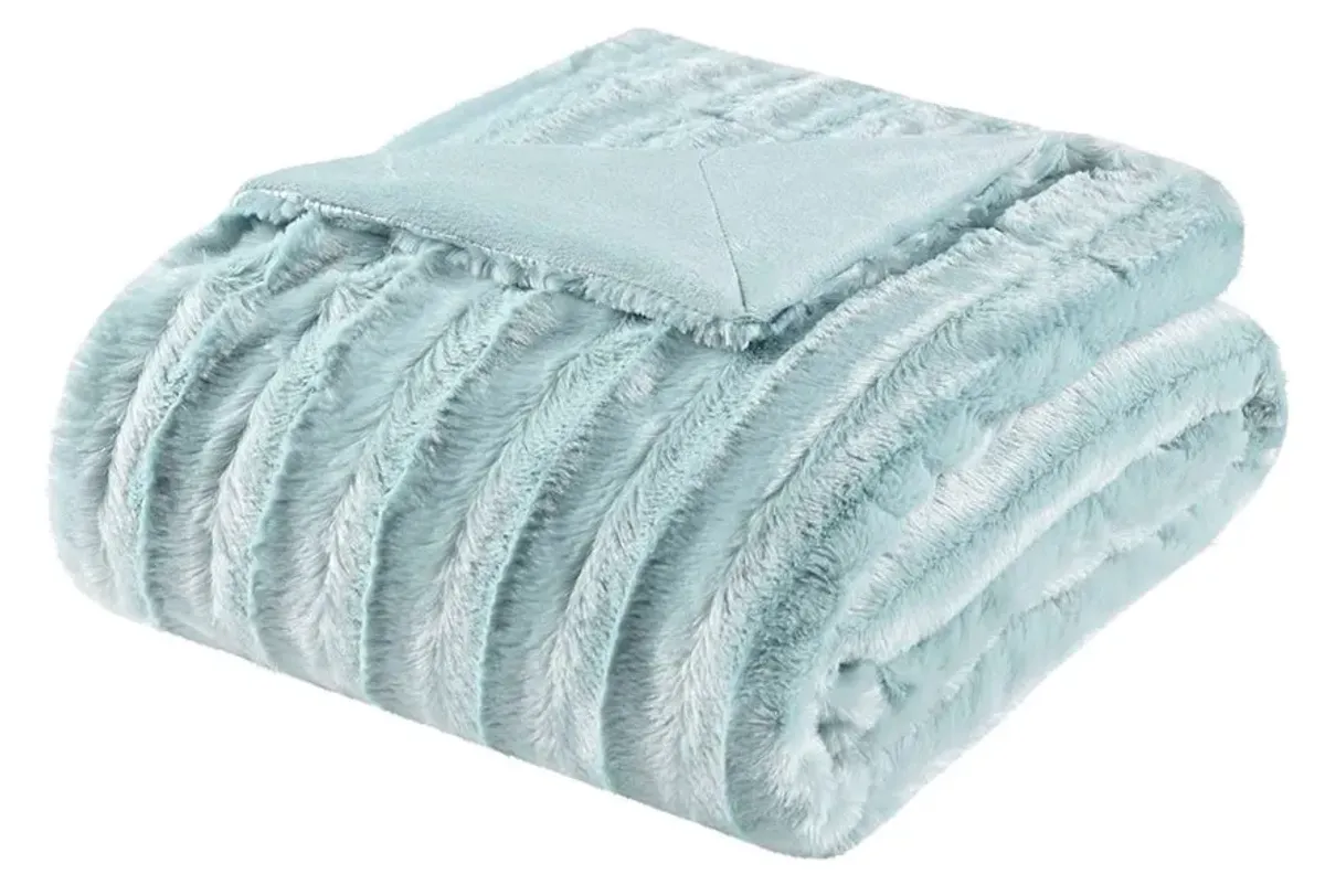 Olliix by Madison Park Duke 1 Blue Long Fur Throw