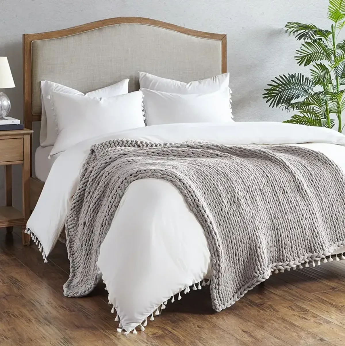 Olliix by Madison Park Chunky Double Knit Grey Throw