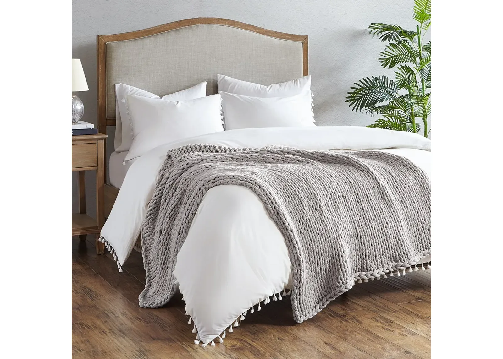 Olliix by Madison Park Chunky Double Knit Grey Throw