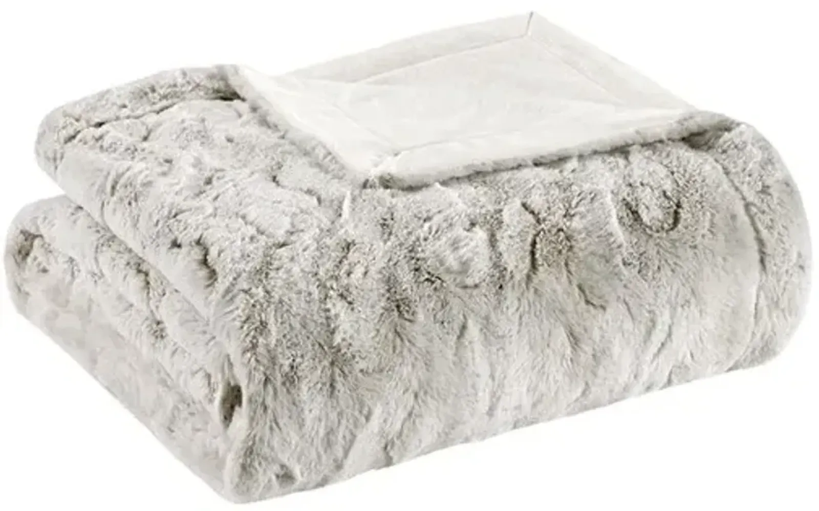 Olliix by Madison Park Zuri Snow Leopard 60x70" Polyester Faux Tip Dyed Brushed Long Fur Throw