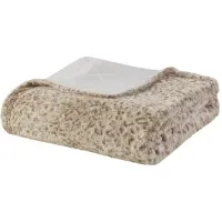 Olliix by Madison Park Zuri Leopard 60x70" Polyester Faux Tip Dyed Brushed Long Fur Throw