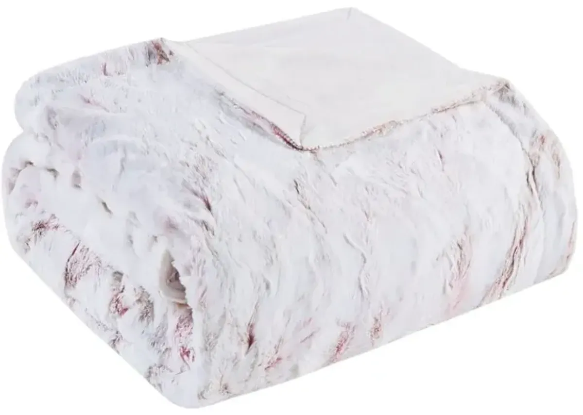 Olliix by Madison Park Sachi 1 Blush Oversized Faux Fur Throw