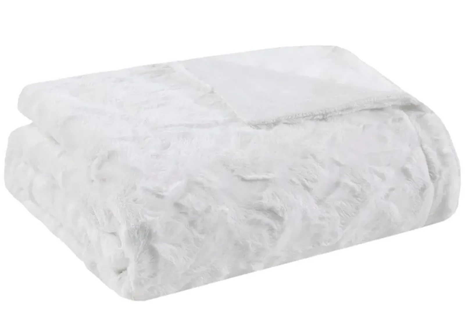 Olliix by Madison Park Zuri 1 White Oversized Faux Fur Throw