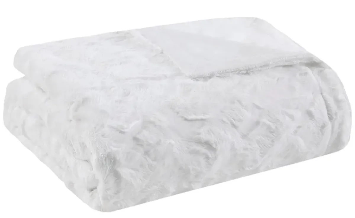 Olliix by Madison Park Zuri 1 White Oversized Faux Fur Throw