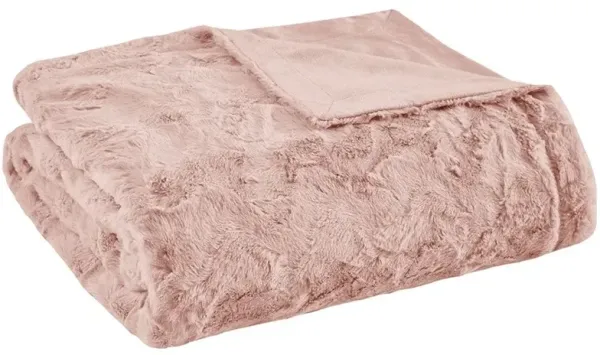 Olliix by Madison Park Zuri 1 Blush Oversized Faux Fur Throw
