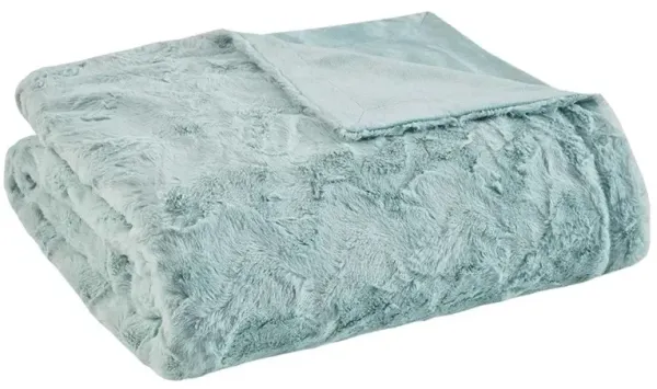 Olliix by Madison Park Zuri 1 Aqua Oversized Faux Fur Throw