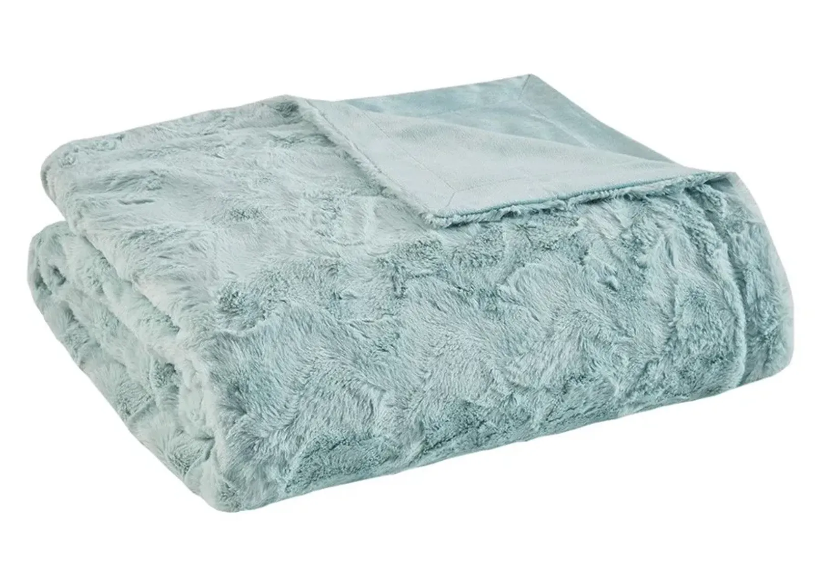 Olliix by Madison Park Zuri 1 Aqua Oversized Faux Fur Throw