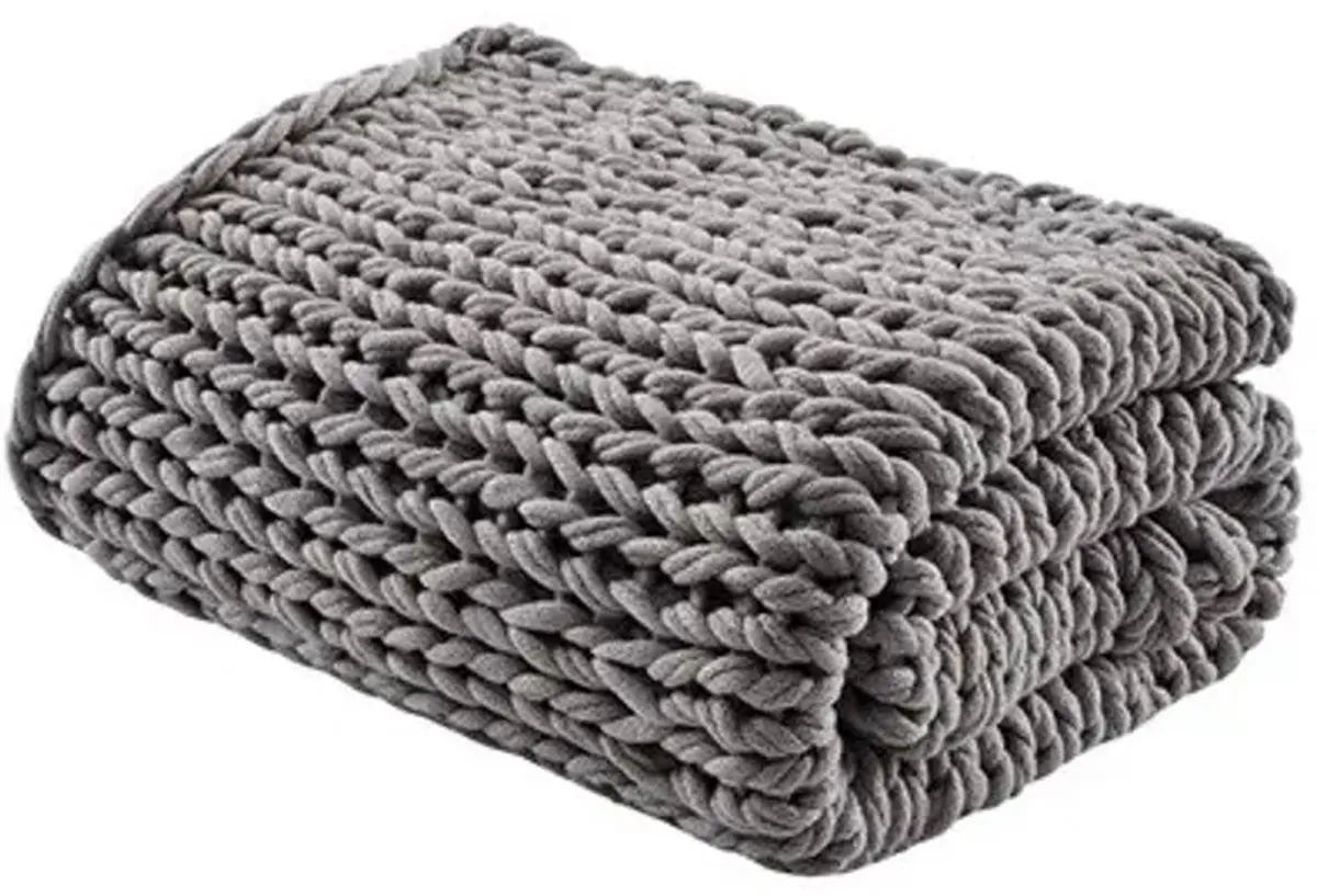 Olliix by Madison Park Chunky Double Knit 1 Dark Grey Handmade Chunky Double Knit Throw