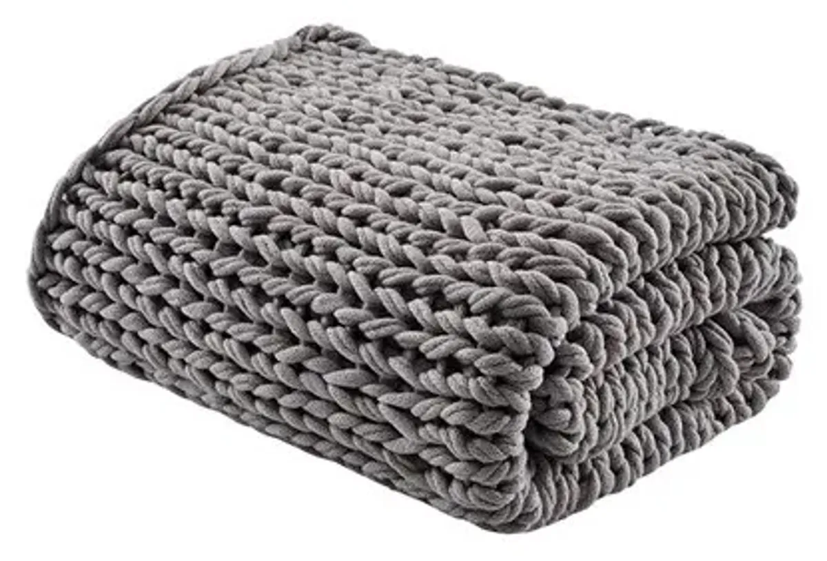 Olliix by Madison Park Chunky Double Knit 1 Dark Grey Handmade Chunky Double Knit Throw