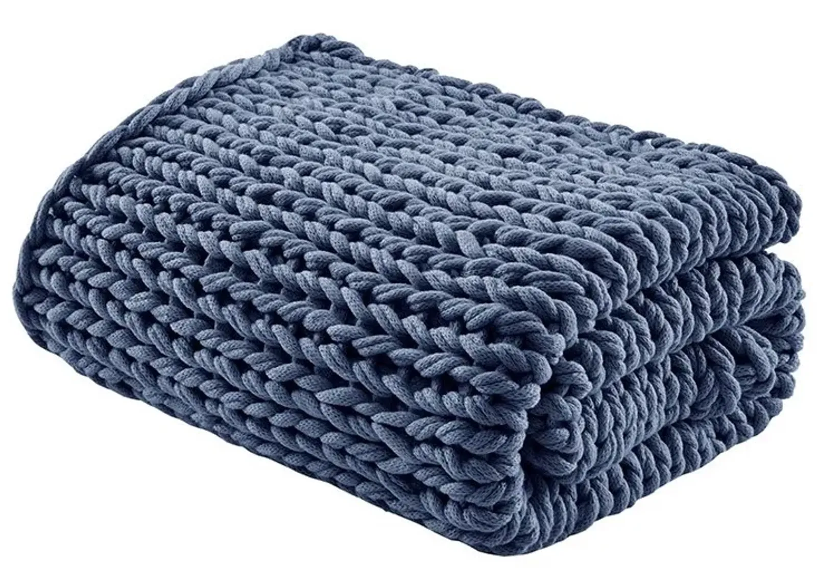 Olliix by Madison Park Chunky Double Knit 1 Dark Blue Handmade Chunky Double Knit Throw