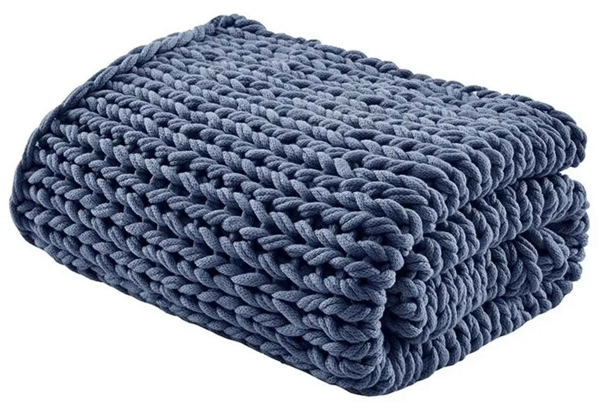 Olliix by Madison Park Chunky Double Knit 1 Dark Blue Handmade Chunky Double Knit Throw