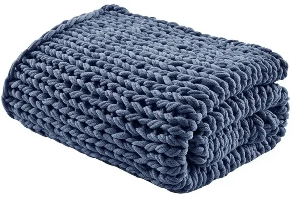 Olliix by Madison Park Chunky Double Knit 1 Dark Blue Handmade Chunky Double Knit Throw