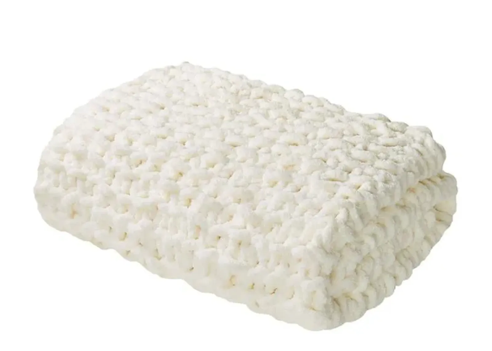 Olliix by Madison Park Chenille Chunky Knit Ivory Throw