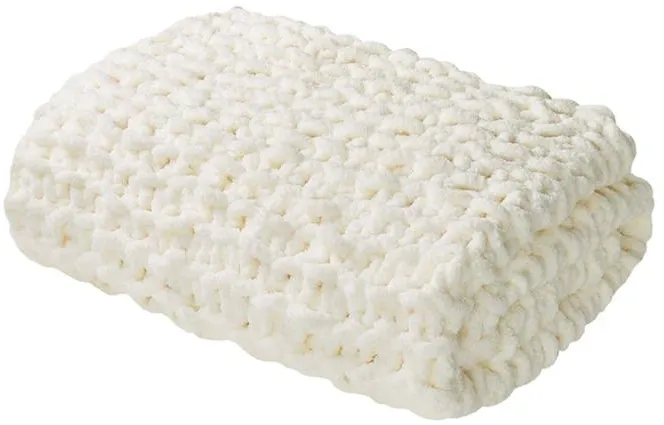 Olliix by Madison Park Chenille Chunky Knit Ivory Throw
