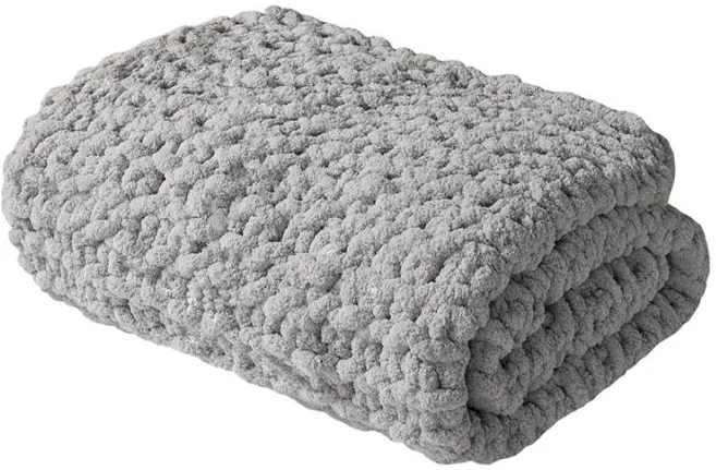 Olliix by Madison Park Chenille Chunky Knit Grey Throw