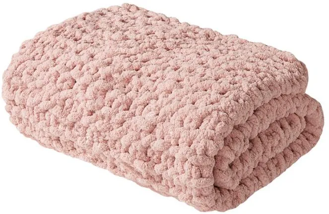 Olliix by Madison Park Chenille Chunky Knit Blush Throw