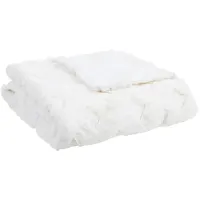 Olliix by Madison Park Claire Luxury Basketweave Ivory Faux Fur Throw