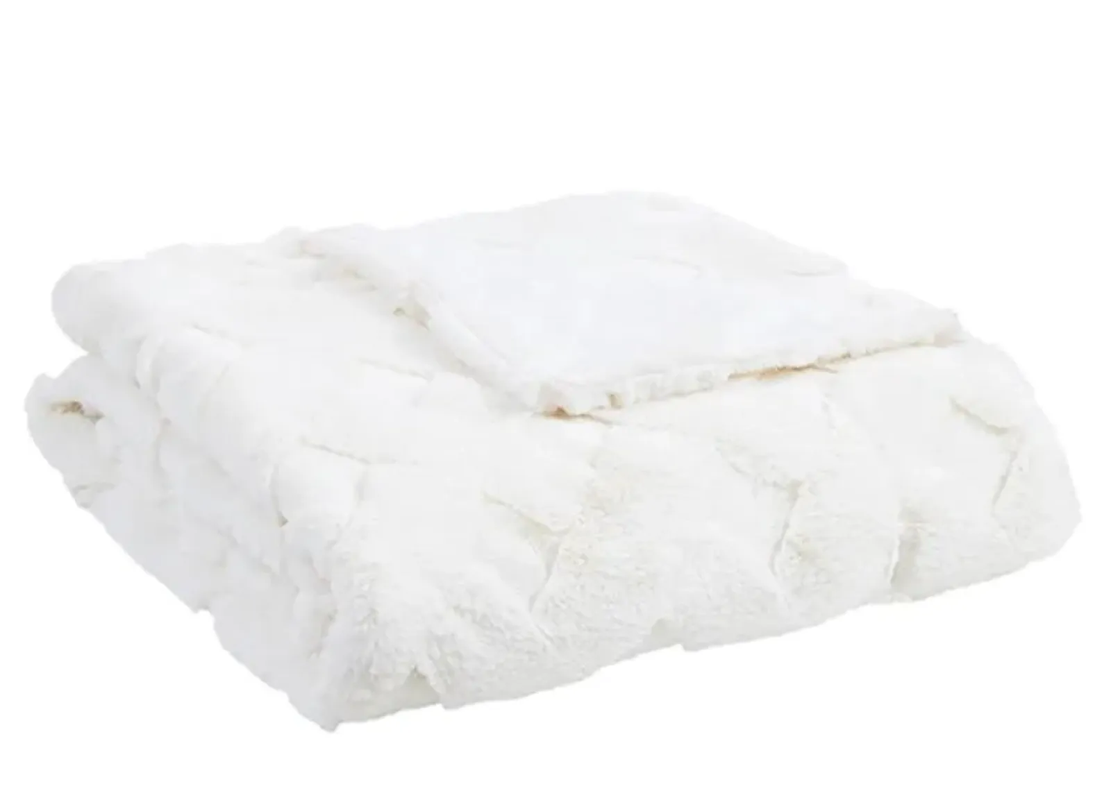 Olliix by Madison Park Claire Luxury Basketweave Ivory Faux Fur Throw