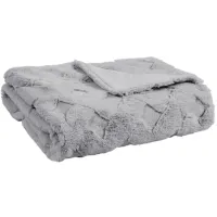 Olliix by Madison Park Claire Luxury Basketweave Grey Faux Fur Throw