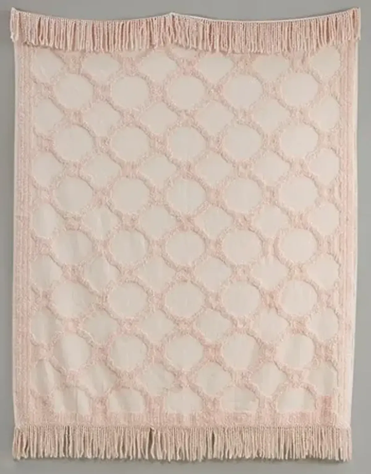 Olliix by Madison Park Brianne Blush 100% Cotton Tufted Chenille Lightweight Throw With Fringe Tassel