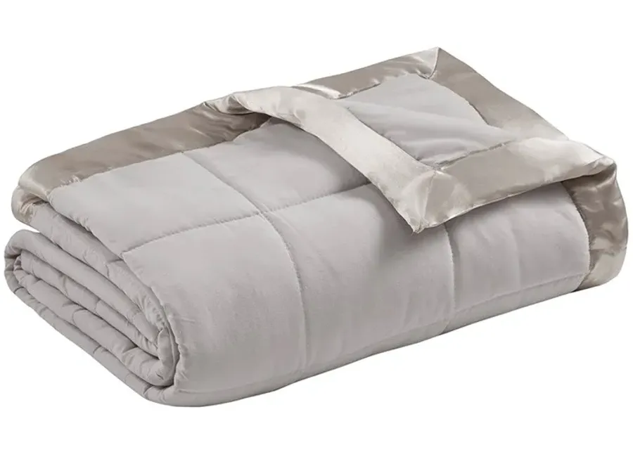 Olliix by Madison Park Grey All Season Hypoallergenic Microfiber Down Alternative Twin Windom Blanket