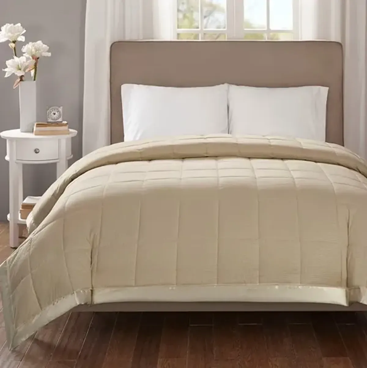 Olliix by Madison Park Taupe Premium Oversized Hypoallergenic Down Alternative King Cambria Blanket