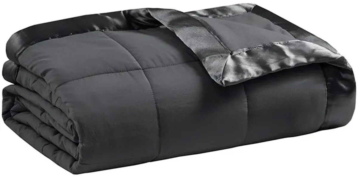 Olliix by Madison Park Charcoal All Season Hypoallergenic Microfiber Down Alternative Twin Windom Blanket