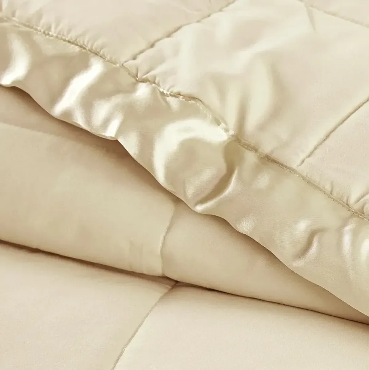 Olliix by Madison Park Ivory All Season Hypoallergenic Microfiber Down Alternative Twin Windom Blanket