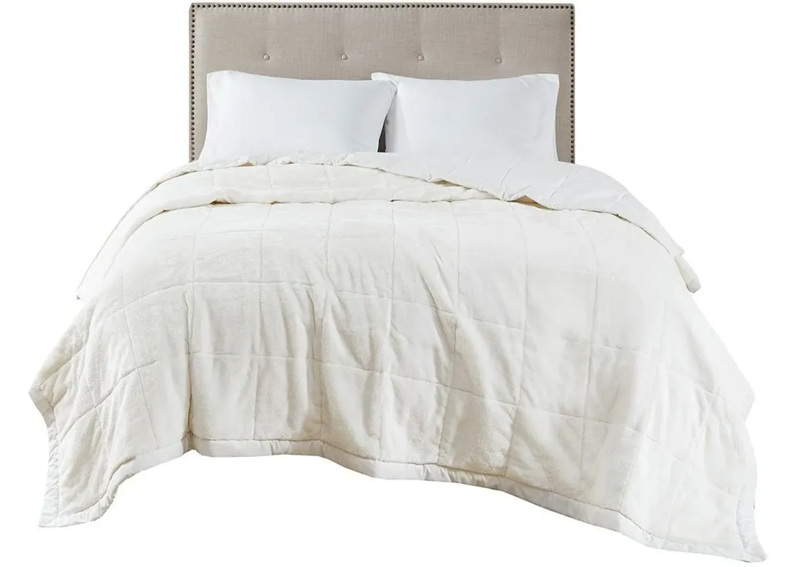 Olliix by Madison Park Coleman Ivory Twin/Twin XL Reversible Down Alternative Blanket